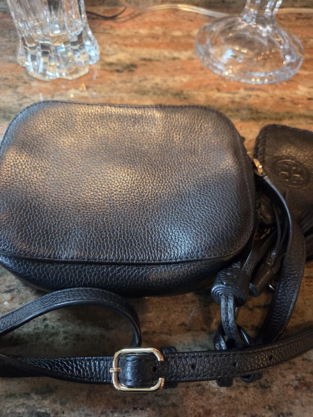 Tory Burch Black Leather Crossbody Bag with Wallet